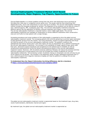 Cervical Radiculopathy Treatment Market 2019 Size & Growth: Quality, Reliability, and User Demands