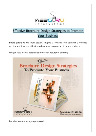 Effective Brochure Design Strategies to Promote Your Business