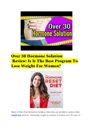 Over 30 Hormone Solution  Review: Is It The Best Program To Lose Weight For Women?
