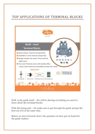 Top Applications of Terminal Blocks