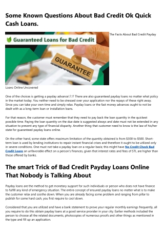 A Biased View of Online Bad Credit Payday Loans