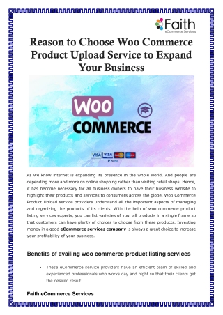 Reason to Choose Woo Commerce Product Upload Service to Expand Your Business