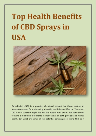 Top Health Benefits of CBD Sprays in USA