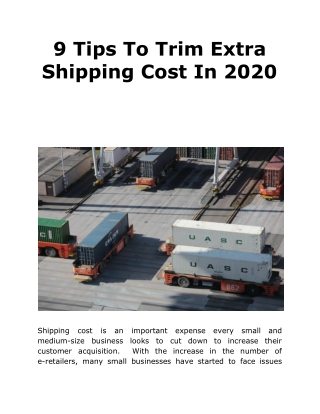 9 Tips To Trim Extra Shipping Cost In 2020