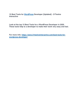 15 Best Tools for WordPress Developer [Updated] - 21Twelve Interactive