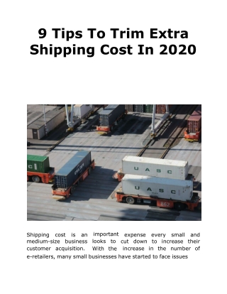 9 Tips To Trim Extra Shipping Cost In 2020