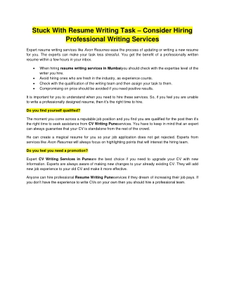 Stuck With Resume Writing Task – Consider Hiring Professional Writing Services