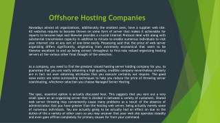 Offshore Hosting Companies