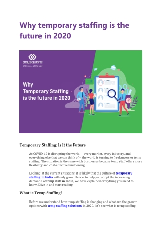 Why temporary staffing is the future in 2020