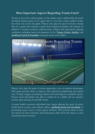 Most Important Aspects Regarding Tennis Court!