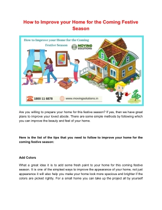 How to Improve your Home for the Coming Festive Season