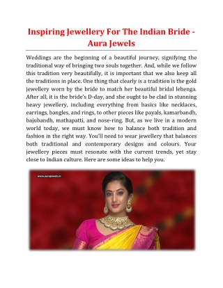 Inspiring Jewellery For The Indian Bride - Aura Jewels