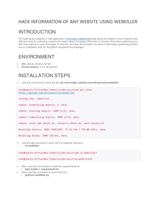 HACK INFORMATION OF ANY WEBSITE USING WEBKILLER