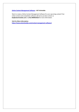Online Contest Management Software - AIS Technolabs