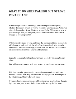 What to Do When Falling Out of Love In Marriage