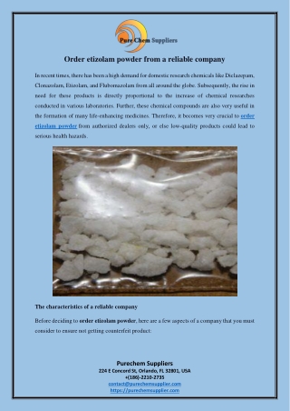 Order etizolam powder from a reliable company
