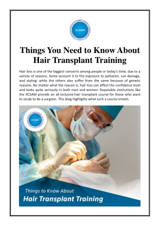 Things You Need to Know About Hair Transplant Training