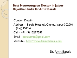 Best Neurosurgeon Doctor in Jaipur Rajasthan India Dr Amit Barala