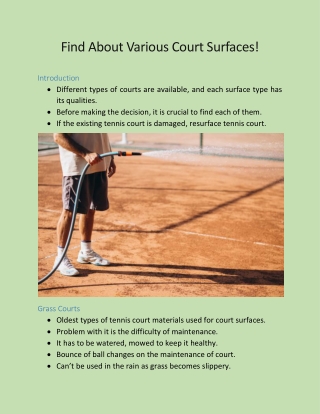 Find About Various Court Surfaces!