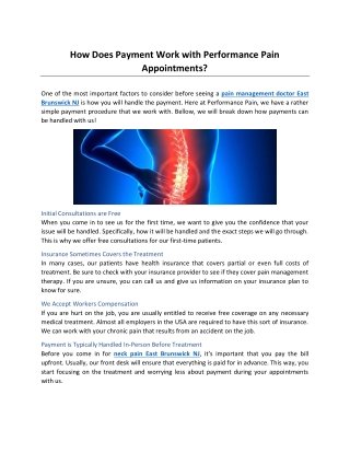 How Does Payment Work with Performance Pain Appointments?