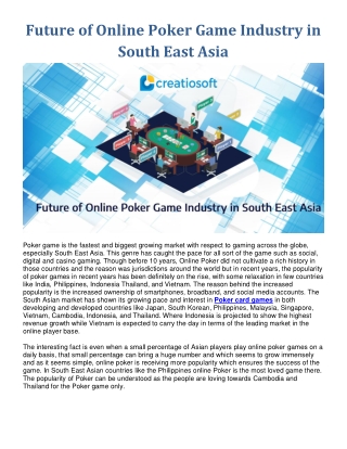 Future of Online Poker Game Industry in South East Asia