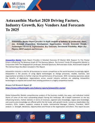 Astaxanthin Market By 2020 | Global Key Players, Trends, Share, Industry Size, Segmentation, Forecast & Opportunities