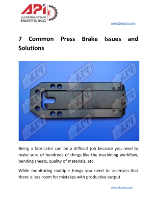 7 Common Press Brake Issues and Solutions