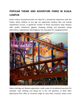 Famous Theme Parks in Kuala lumpur