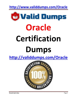 ORACLE Certification Dumps of Pass Guaranteed Questions and Answers