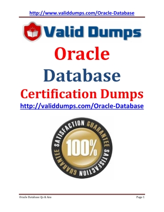 ORACLE DATABASE Certification Dumps of Pass Guaranteed Questions