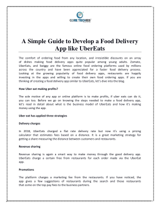 How to Build a Food Delivery App like UberEats | Core Techies