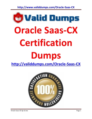 ORACLE SAAS-CX Certification Dumps of Pass Guaranteed Questions and Answers