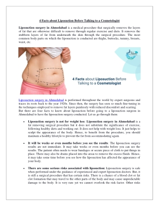 Get the Best Liposuction Treatment in Ahmedabad