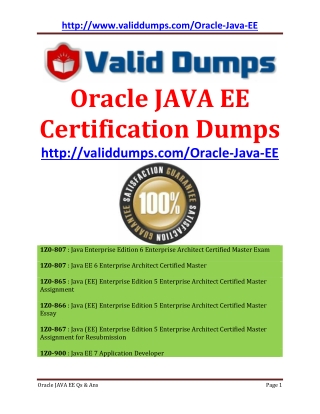 ORACLE JAVA EE Certification Dumps Questions and Answers of Pass Guaranteed