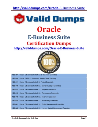 ORACLE E-BUSINESS SUITE Certification Dumps Questions and Answers of Pass Guaranteed