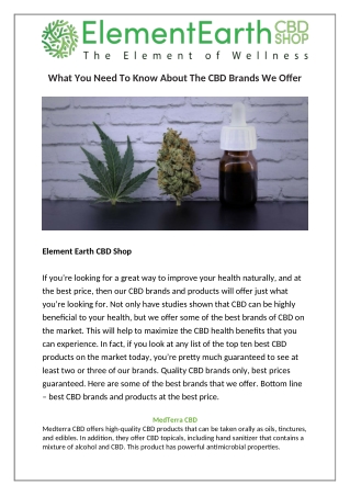 What You Need To Know About The CBD Brands We Offer