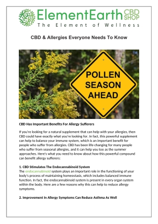CBD & Allergies Everyone Needs To Know
