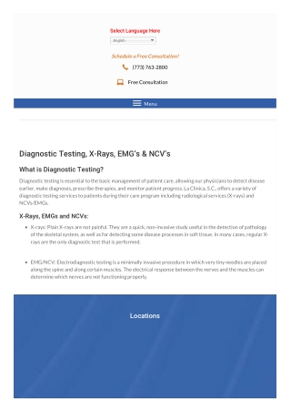 Diagnostic Testing, X-Rays, EMG’s & NCV’s