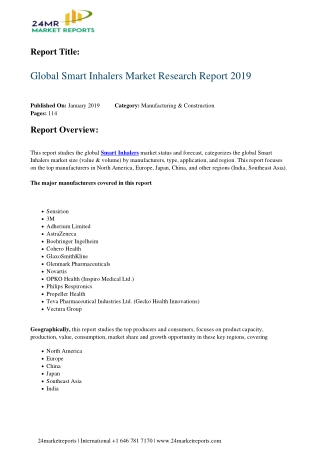 Smart Inhalers Expand with Significant CAGR During 2019 2025