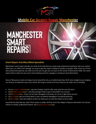 Mobile Car Scratch Repair Manchester