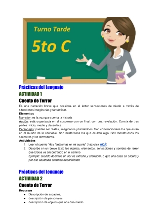 Practicas del Lenguaje - 5to C - Actividades 1 a 13