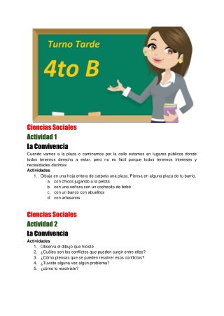 Ciencias Sociales - 4to B - Actividades 1 a 9