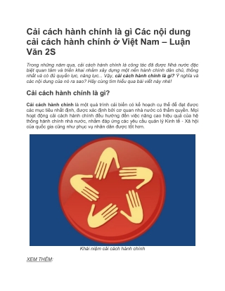 Cải cách hành chính là gì? Các nội dung cải cách hành chính ở Việt Nam | Luận Văn 2S