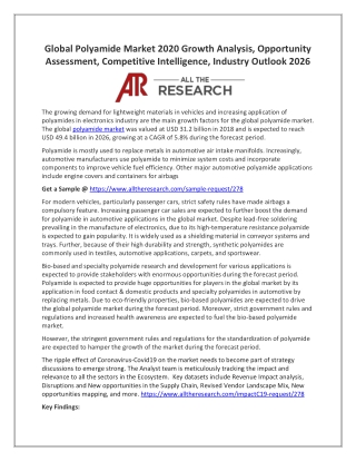 Global Polyamide Market - Segment Analysis, Opportunity Assessment