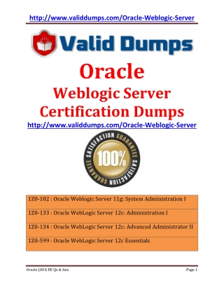 ORACLE WEBLOGIC SERVER Certification Dumps Questions and Answers of Pass Guaranteed