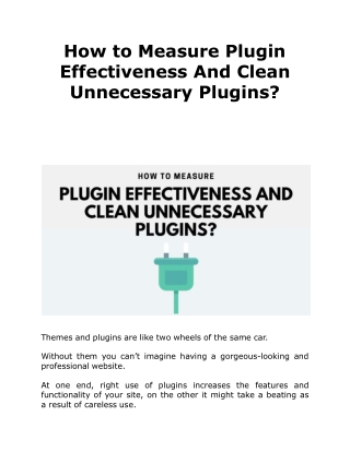 How to Measure Plugin Effectiveness And Clean Unnecessary Plugins?