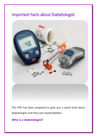 Important Facts about Diabetologist