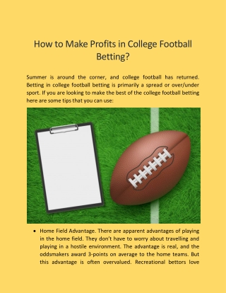 How to Make Profits in College Football Betting?