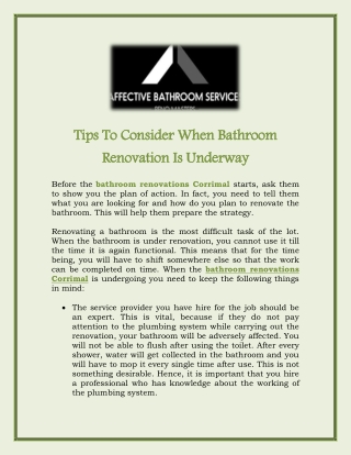 Tips To Consider When Bathroom Renovation Is Underway