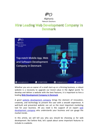 Hire Leading Web Development Company in Denmark